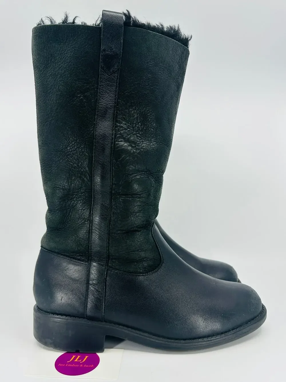 Santana Canada Women's Vermont Black Leather Shearling Lined Boots Size 8.5